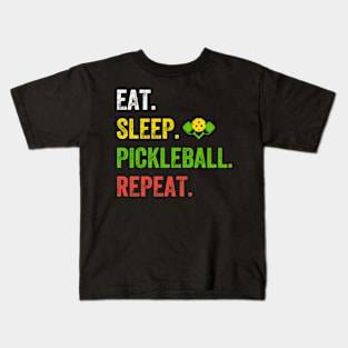 Eat Sleep Pickleball Repeat Funny Pickleball Lover Kids T-Shirt